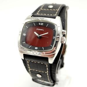 Fossil Kaleido Mens Red Orange Color Change 41mm Watch Black Leather New Battery